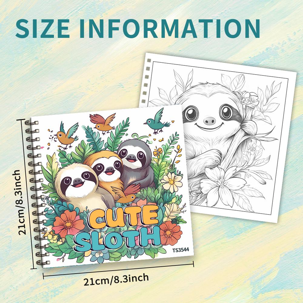 Sloth Colouring Book - 30 Sheet Adult Colouring Book, 100gsm8.3x 8.3 Inch, Drawing Book, Birthday Gift, Holiday Party Gift