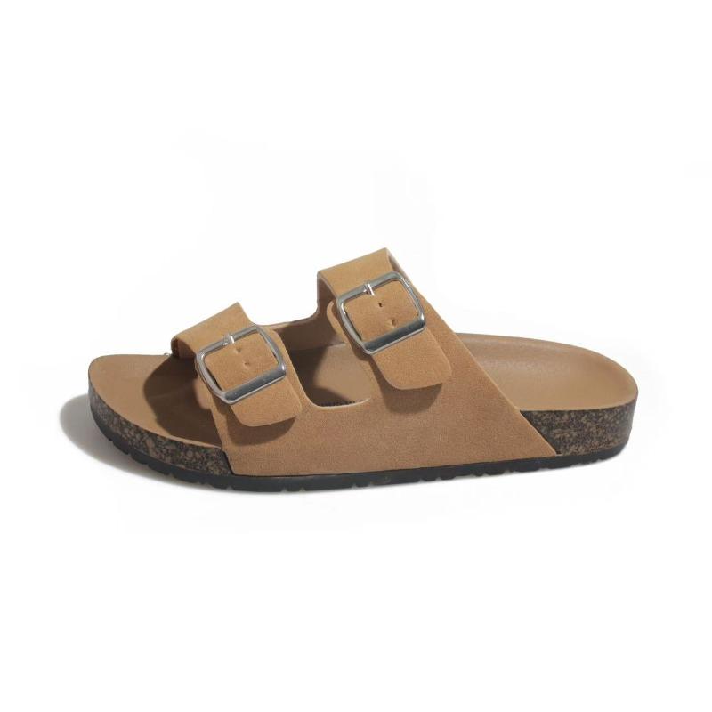 LUXSOLE Classic Arizoan Men Suede Slippers Men Clogs Sandals Cow Suede Outdoor Antiskid Slippers with Adjustable Buckle Straps