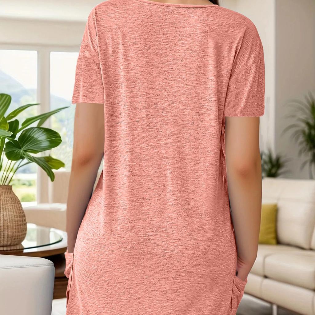 Женские однотонные повседневные универсальные модные футболки с V-образным вырезом и карманами