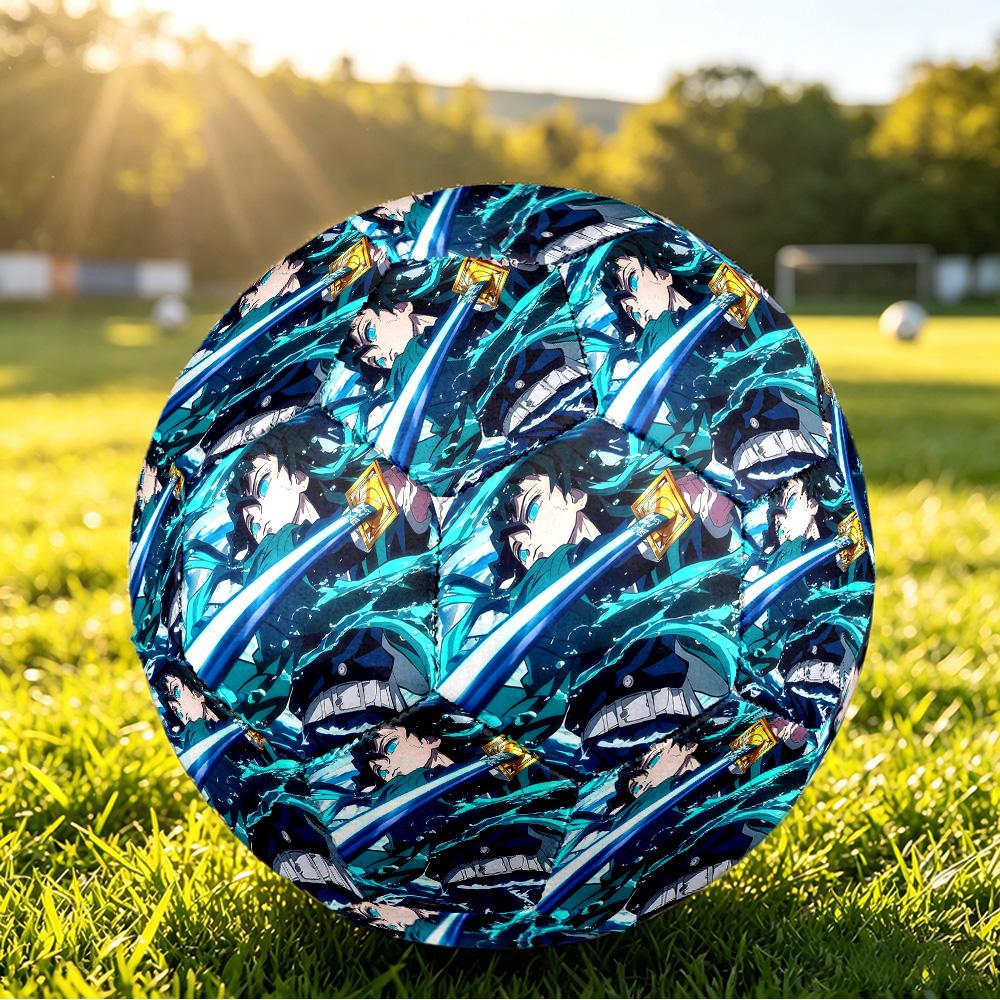 Demon Slayer Printed Size 5 Standard Football, Waterproof PU Training Soccer Ball for Outdoor Sports