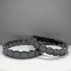 Elastic Black Gallstones Bracelet Jewelry Men Bangle Trendy Square Bead Wristband  Vacation