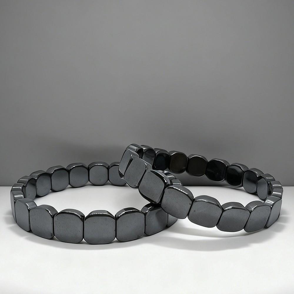 Elastic Black Gallstones Bracelet Jewelry Men Bangle Trendy Square Bead Wristband Vacation