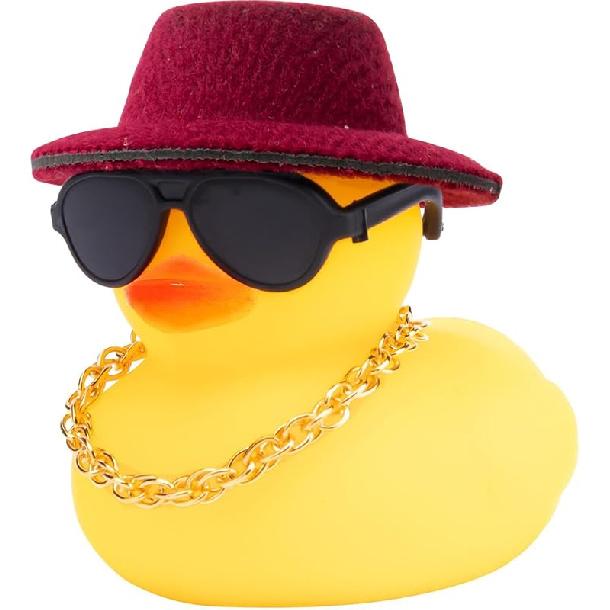 wonuu Rubber Duck Car Ornaments Yellow Duck Car Dashboard Decorations with Propeller Helmet for Christmas Decor and Home Decorations for Adults