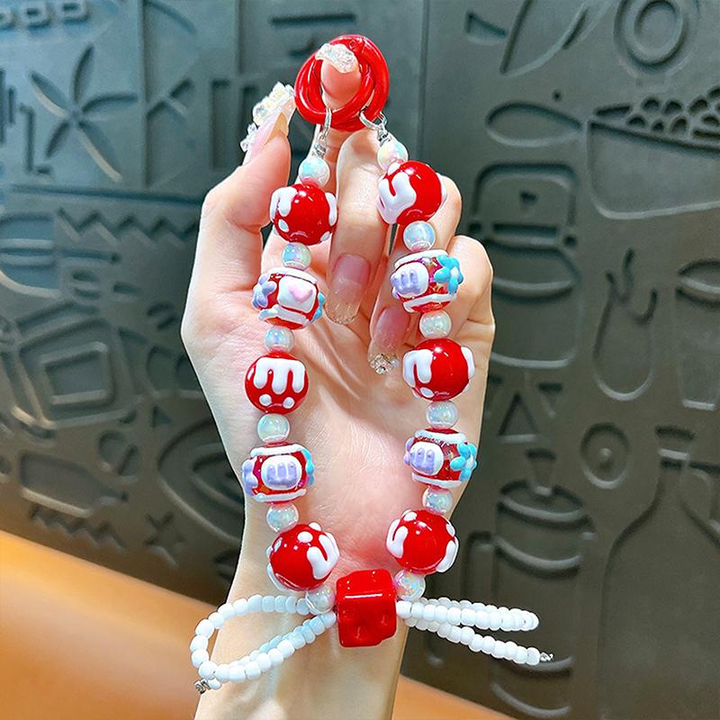 Cake Beads Hand-Painted Beads Mobile Phone Chain Keychain Cute Bag Pendant Beaded Chain