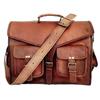 Vintage Goat Leather Messenger Real Satchel Bag Genuine Laptop Brown Briefcase