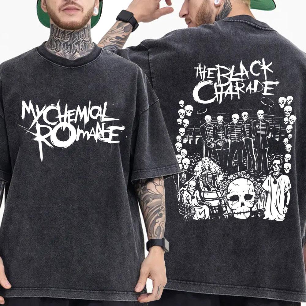 My Chemical Romance MCR Группа Стирка Футболка The Black Parade Панк Готика Винтажные Футболки Мужские Женские Хлопок Оверсайз Футболки