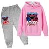 Autumn Winter Poppy Playtime Huggy Wuggy Character Printed Hoodies Sweatpants Sets Casual Warm Sports Long Sleeved Pants Children's Boy Clothing Sets