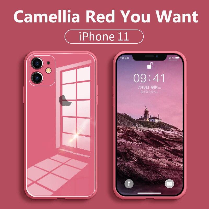 Силиконовый чехол для iPhone 14 13 11 12 Pro Max XR XS X 8 7 plus SE 2020, квадратный противоударный чехол из закаленного стекла с мягкой рамкой, задняя крышка