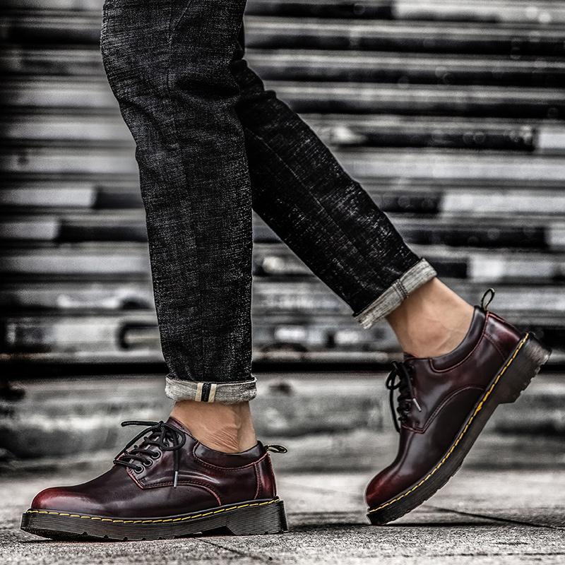 38-48Мужская обувь из натуральной кожи Большой размер Водонепроницаемая уличная обувь Оксфорды Обувь Дерби Мужские броги Кожаная обувь