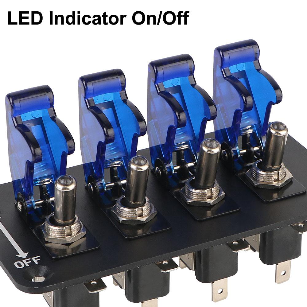 Панель переключателей с 4 клавишами для гоночных автомобилей, панель переключателей зажигания, кнопка запуска, светодиодный индикатор 12 В 20 А