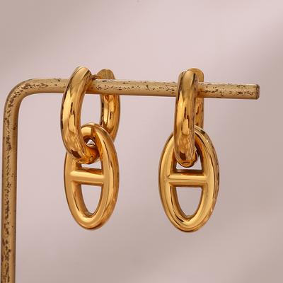 Персонализированные модные простые серьги нишевый дизайн титан сталь 18-каратное золото свиной нос кулон золотые серьги