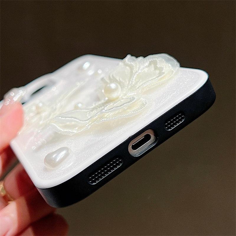 Роскошный сетчатый чехол с жемчужной бабочкой для iPhone 15 Pro Max 14 Plus 13 12 11 Pro, защитный чехол для девочек