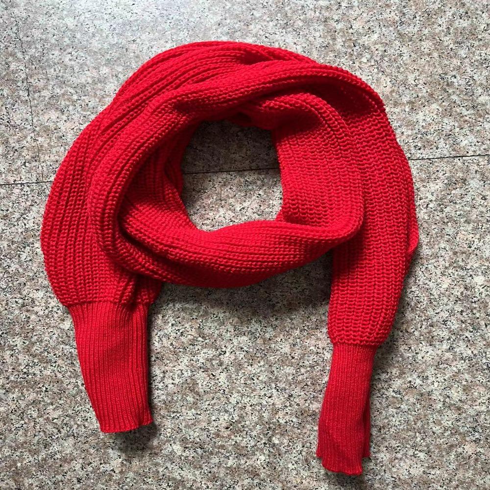 Trendy Long Neck Scarves Autumn Winter Scarf with Sleeves Gifts Knitted Wrap Shawl