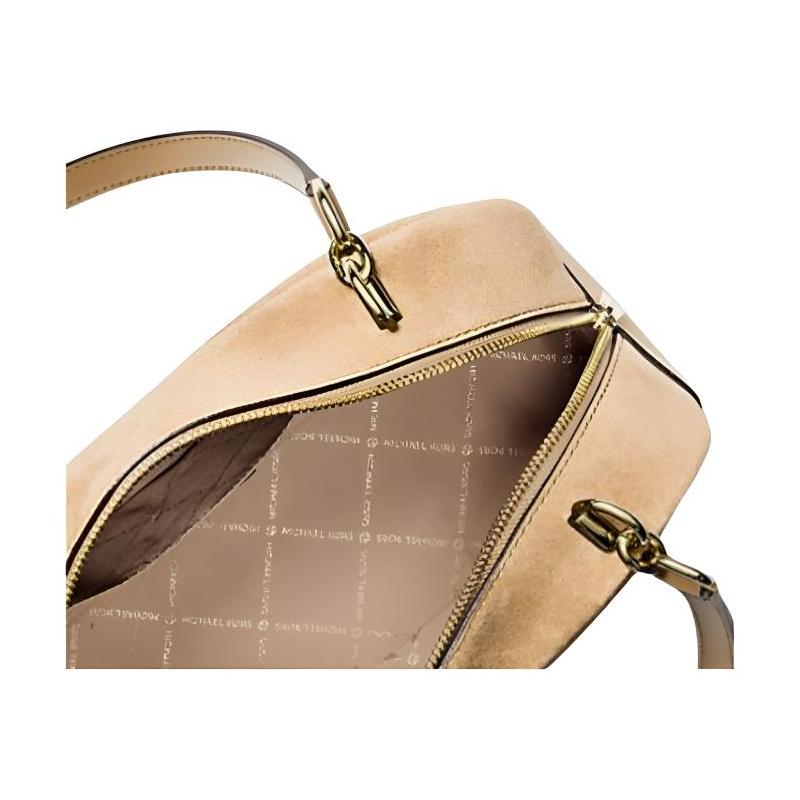 MICHAEL KORS Cecily zipper closure sheepskin shoulder bag medium size unisex couple model camel