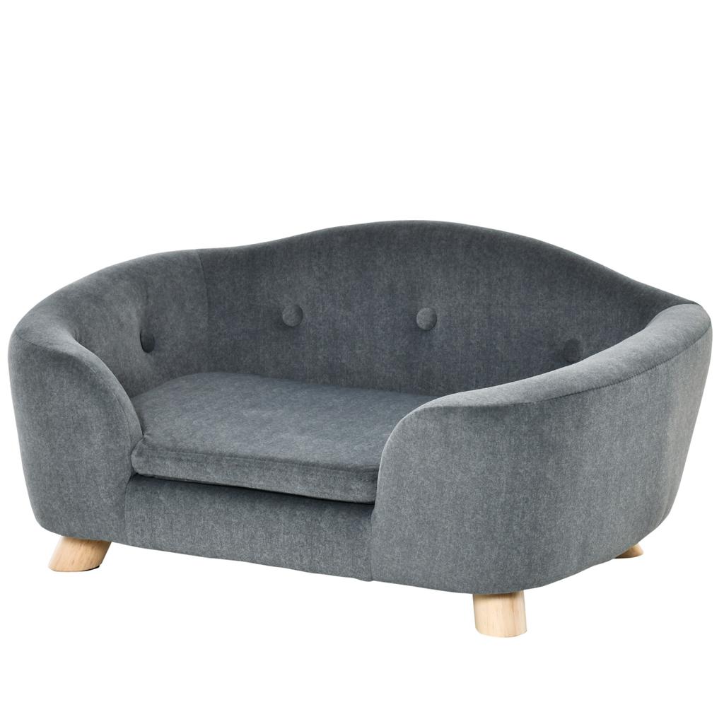 Dog Sofa Bed Pet Chair Couch with Water Resistant Fabric, Kitten Lounge with Soft Cushion, Wooden Frame for Mini Size Dogs - Grey