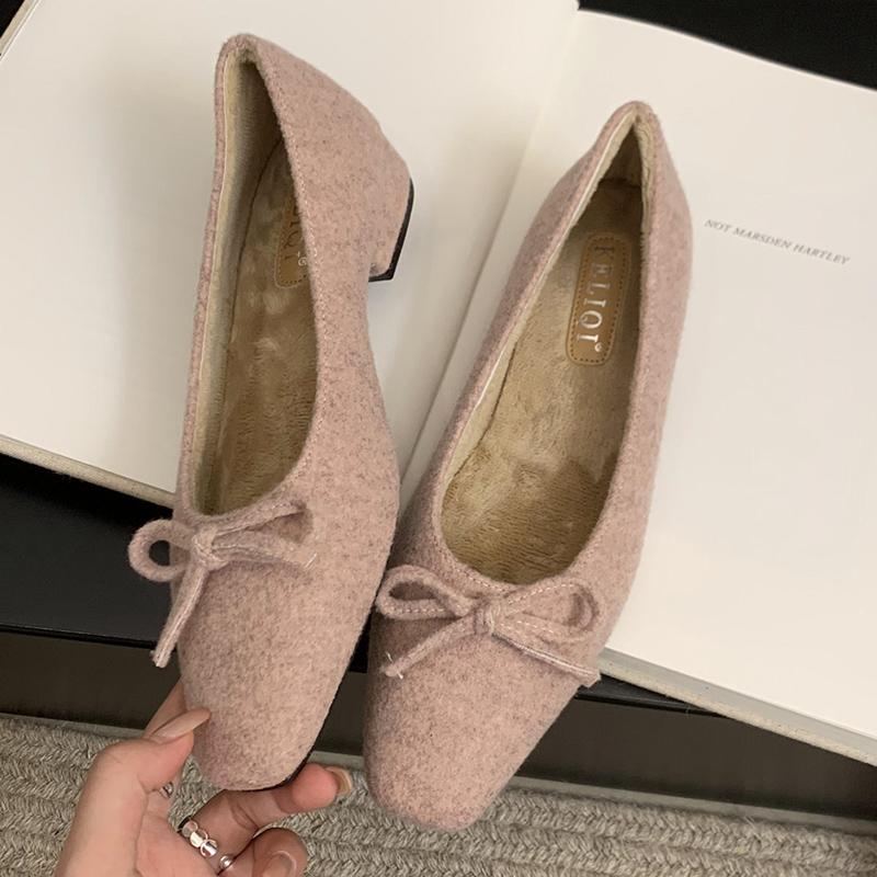 Женские туфли-лоферы с бантом и плоским носком, элегантные туфли на плоской подошве с квадратным носком, тренд 2025 года, дизайнерское зимнее платье Chausssures Femme