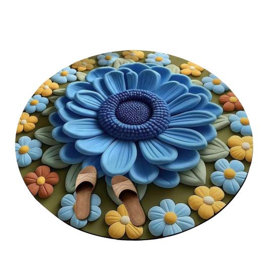 Цветочный Плюшевый Диатомовый Земляной Коврик для Пола 3D Визуальный Цветочный Узор Диатомовая Грязь Коврики для Пола Нескользящий Впитывающий Коврик для Ванной для Спальни Кухни Прихожей