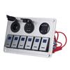 Панель переключателей Rocker Switch 6 Gang On Off Blue LED Light 2.1A Dual USB Charger Port Алюминиевый сплав для автомобиля