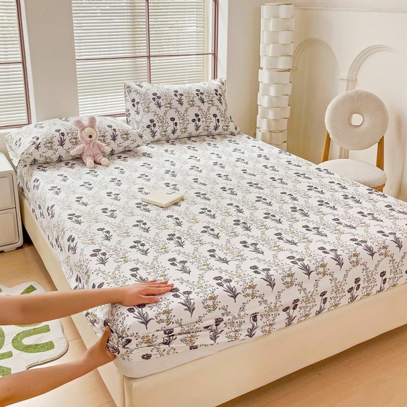Floral Style Bedsheets Printed Fitted Sheet Breathable Mattress Protector Soft Bed Linen Home Sheets Couvre Lit (No Pillowcase)