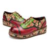Johnature Туфли из натуральной кожи, женская обувь ручной работы на платформе, удобные лоферы контрастного цвета с цветочным принтом в стиле ретро
