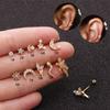 1Pc Explosive Jewelry Stainless Steel Thin Rod Screw Earrings Zircon Cartilage Earrings European And American Ear Piercing
