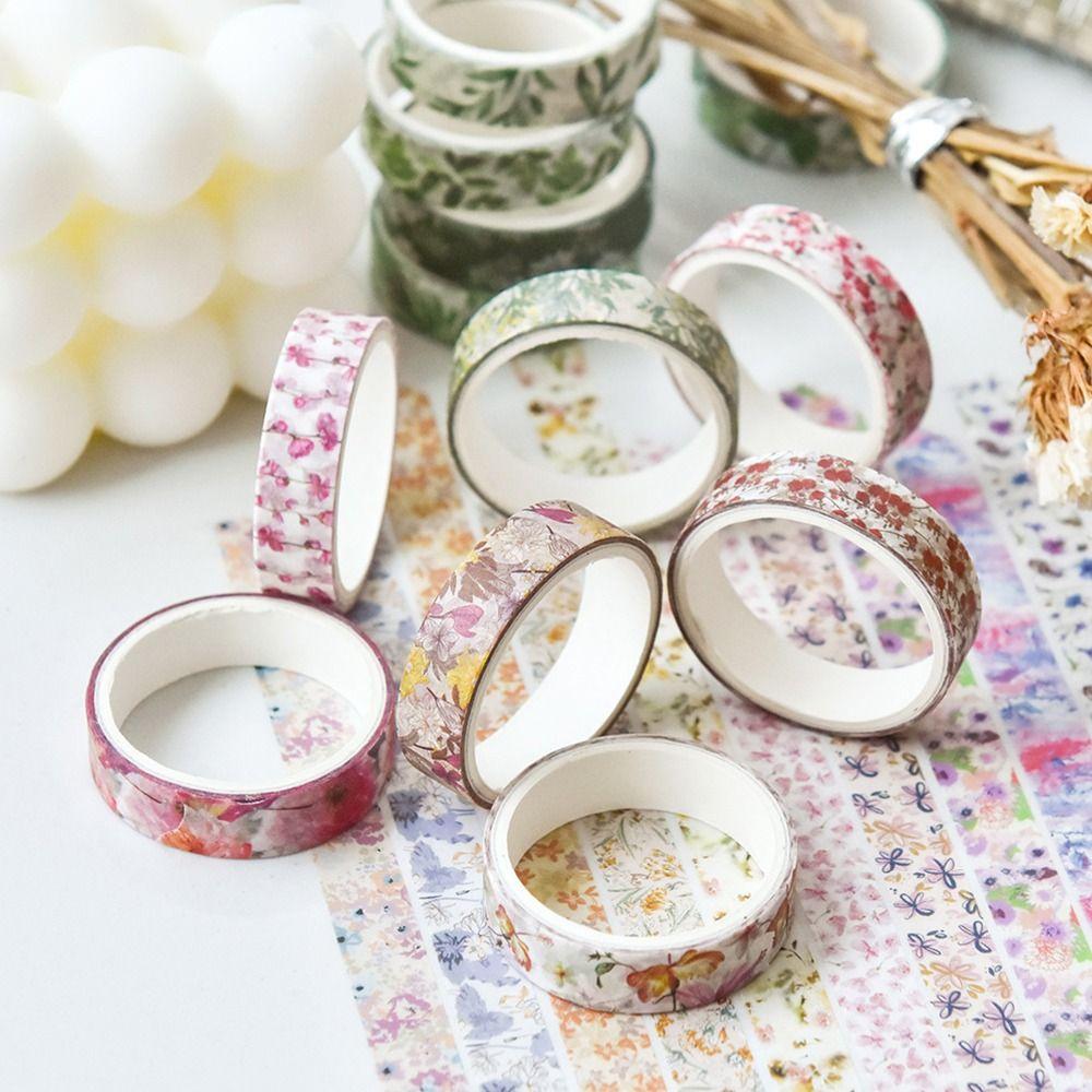 5 Rolls Spring Flower Washi Tape Self-adhesive Multicolor Scrapbooking Decorative Tape Wrapping DIY Wrapping Washi Tape