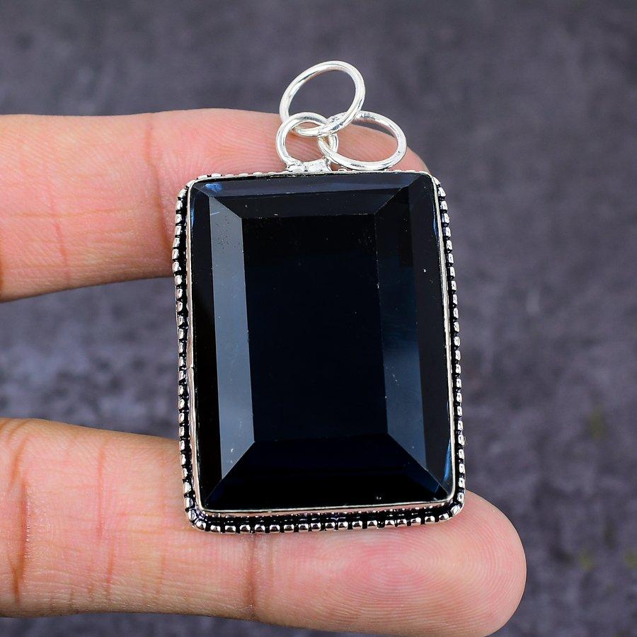 Natural London Blue Topaz Gemstone 925 Sterling Silver Gift Pendant 2.25" F0U37