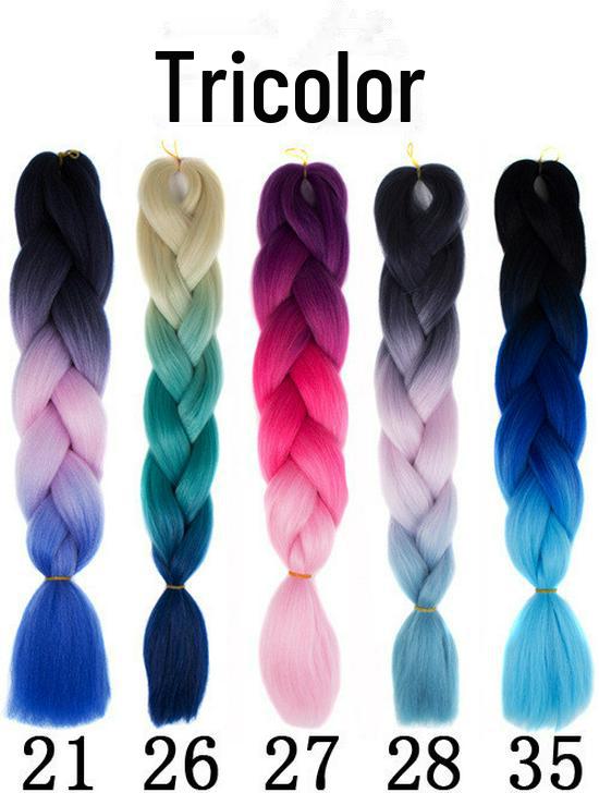 Африканский монохромный градиентный парик с косичками - химическое волокно для наращивания волос