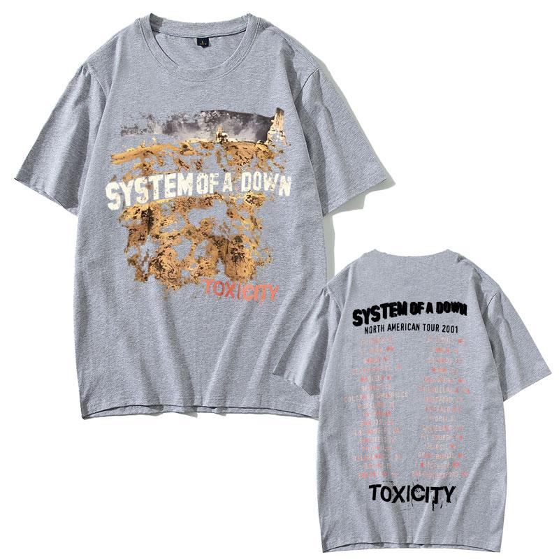 2025 Лето Винтажные Футболки с Логотипом Рок-Группы System of A Down Toxicity Tour для Мужчин и Женщин Готический Панк Рок Мужские Хип-Хоп Оверсайз Футболки
