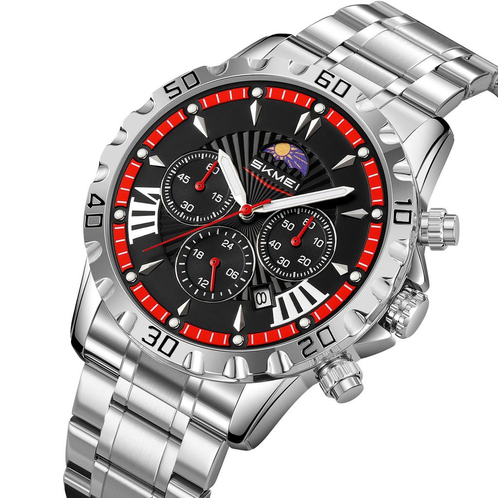 Роскошные золотые часы для мужчин, модные водонепроницаемые мужские наручные часы с фазами Луны, кварцевые мужские часы Relogio Masculino