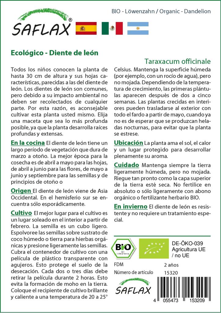 SAFLAX Garden in the Bag - Органический - Одуванчик - 400 семян - С субстратом в подходящем стоячем пакете - Taraxacum officinale