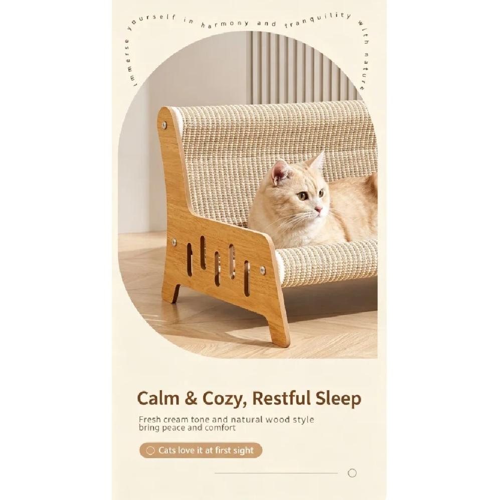 Solid Wood Cat Sofa Sisal Scratcher Bed Anti Shed Natural Sisal Mat Multi Size Pet Lounge Furniture Stable Frame Cat Rest