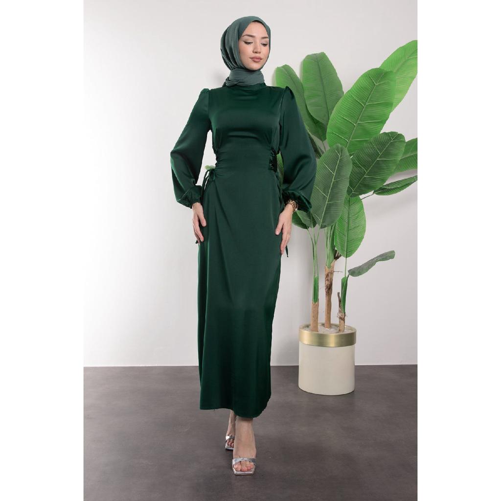 Атласное вечернее платье в стиле хиджаб с завязкой сбоку