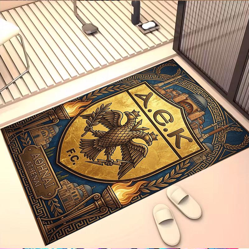 AEK Athens FC Print Rug, Washable Floor Carpet, For Entryway Dorm Laundry Room Office Study, Home Decor Birthday Christmas Gift