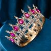 Барочная Роскошная Круглая Свадебная Корона Диадемы для Невест и Конкурсов Красоты Со Стразами и Кристаллами Королевские и Королевские Головные Уборы