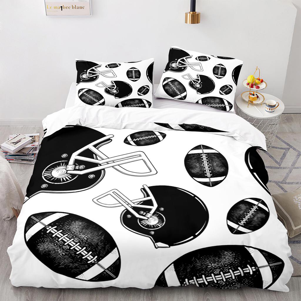 American Football Duvet Cover Set Queen/Full/King Size Skull Bedding Set 3pcs for Kids Boys Teens Sports Gaming Comforter Cover
