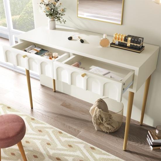 Bedroom Table Metal Legs Dressing with Drawers Large Capacity Ergonomic Handle Makeup Vanity Desk Easy to Assemble Home Furniture