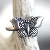 Animal Female White Metal Engagement Butterfly Ring Vintage Silver Color Wedding Fashion Jewelry For Women