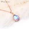 Fashion Water Drop Crystal Pendant Necklace For Women Wedding Jewelry Simple Elegant Rose Gold Color Chain Gift