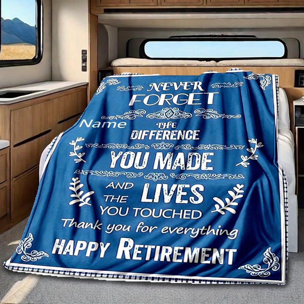 Retirement Gift Blanket Personalized Name Soft Comfortable Stylish Blanket Car Blanket Perfect For Travel Camping Outdoor Home Suitable For All