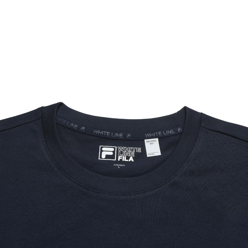 Fila Heritage Fashion Классическая Повседневная Удобная Быстросохнущая Футболка с коротким рукавом Мужские топы Сигаретно-синий F11M628133FDB