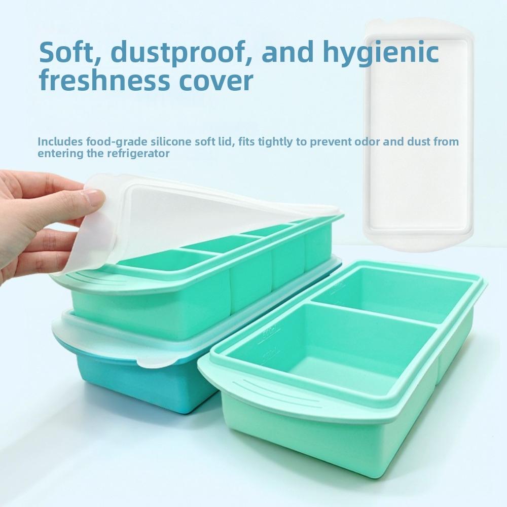Extra Large Silicone Freezer Tray Easy To Demold With Lid Freezer Container Mold Portable Multifunctional Ice Cube Tray Kitchen