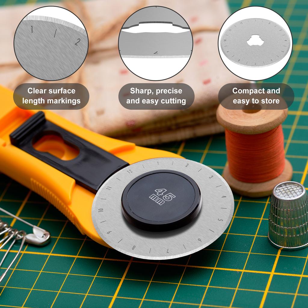 10 шт. 12/15 зубцов для вязания крючком, лезвие для вращающегося резака, 45 мм, круглые лезвия для квилтинга, скрапбукинга, шитья, искусства