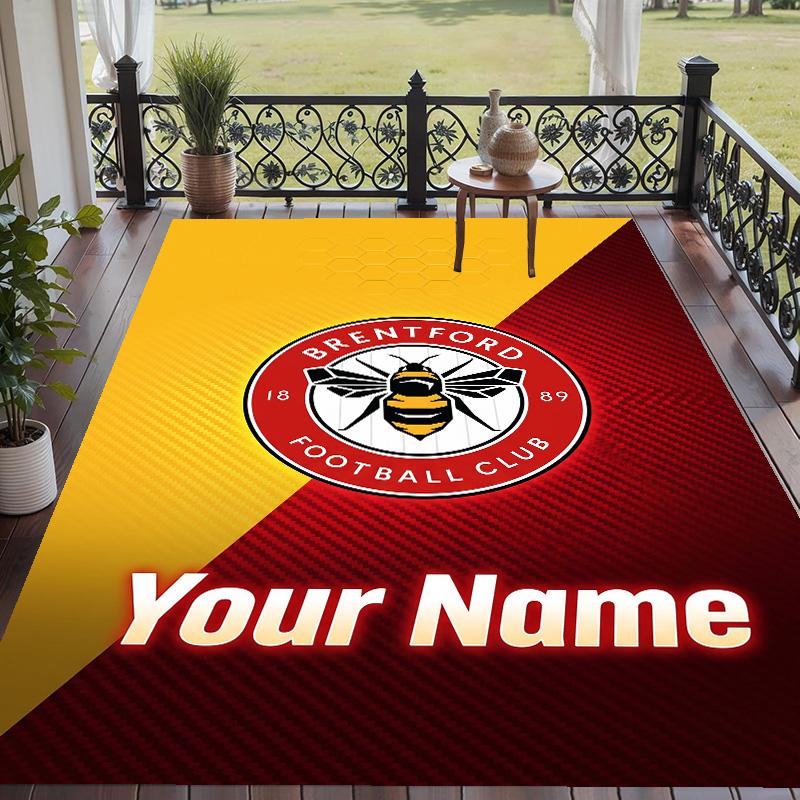 Custom Text Printed Rug Brentford Football Non Slip Floor Carpet For Home Room Decor