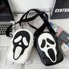 Quirky Ghost Skull Crossbody Bag Hip Korean Style Small Shoulder Bag With Pu Material