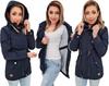 Autumn Fitted Parka Jacket with Hood Navy Blue