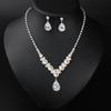 Rhinestone Zircon Necklace Earrings Set Water Drop Women'S Fashion Jewelry Accessories