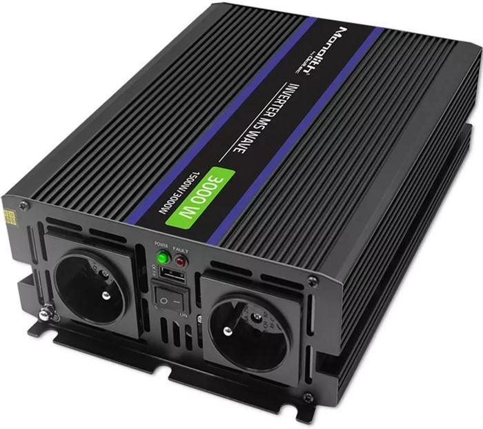 Автомобильный инвертор Qoltec Monolith 3000 MS Wave 1500 Вт/3000 Вт 12 В на 230 В (5901878519272)