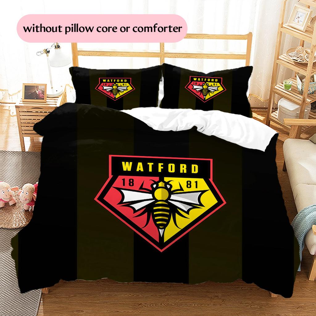 Watford F.C Pattern Bedding Quilt Set Home Decoration Gift (1 * duvet cover + 2 * pillowcase without core).xwn