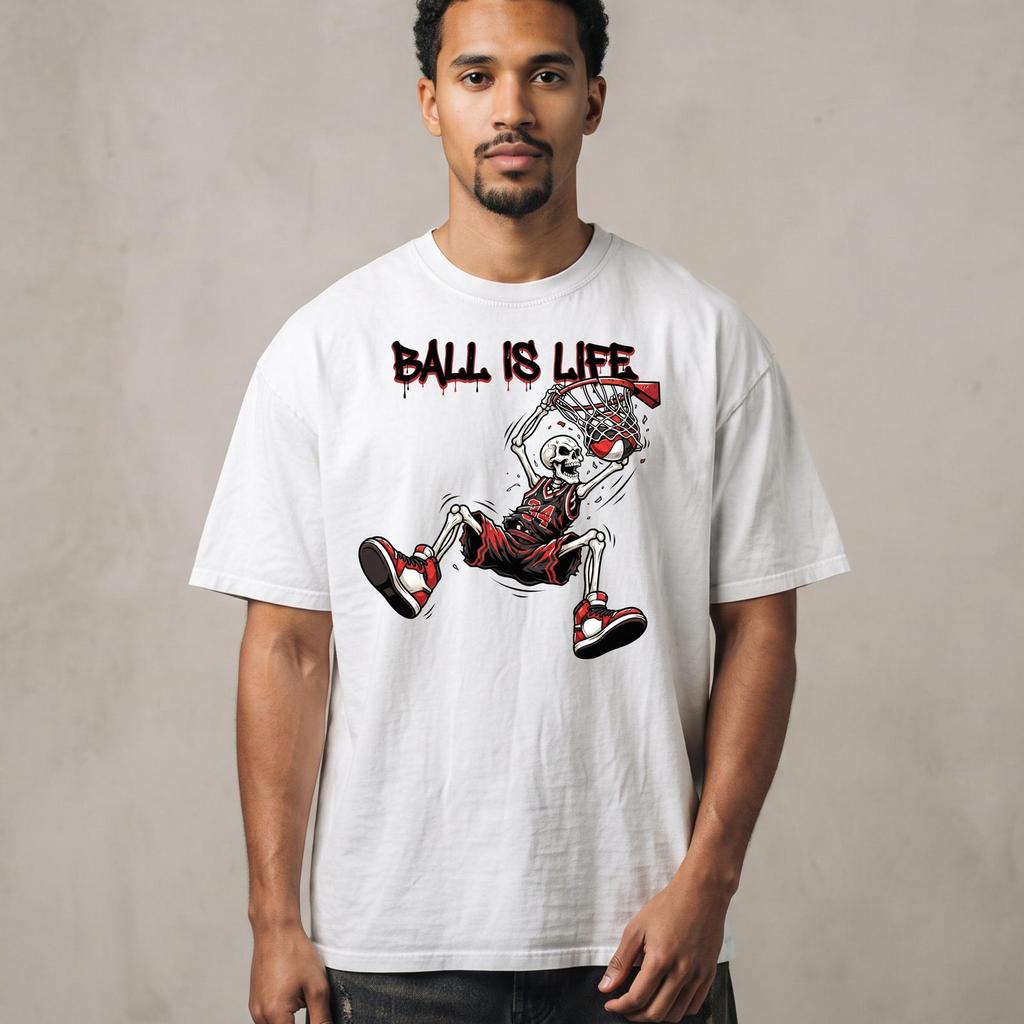 Ball Is Life Skeleton Basketball Tee | Retro Court Streetwear Kids Adult Gift